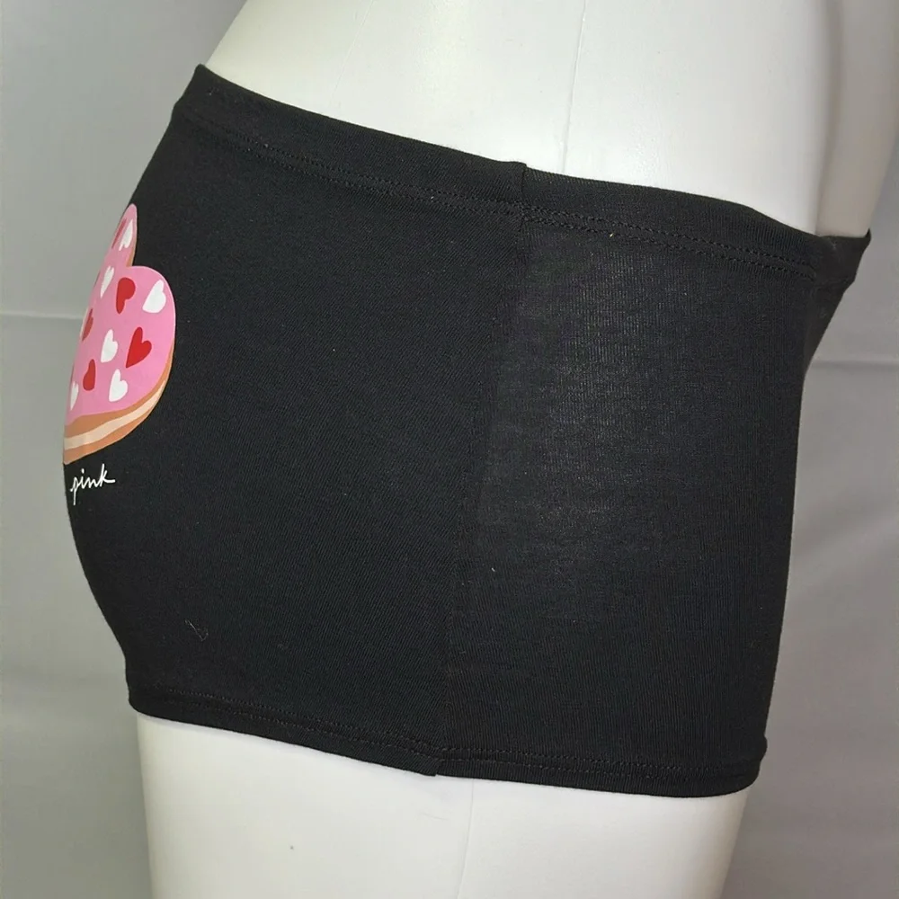 PINK Victoria’s Secret Shortie Black Panties with 2 large Pink Hearts Size L NWT - Picture 3 of 7